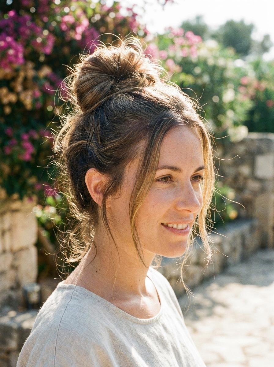 Hoher Bun mit Sommergefühl - Sommerfrisur für lange Haare